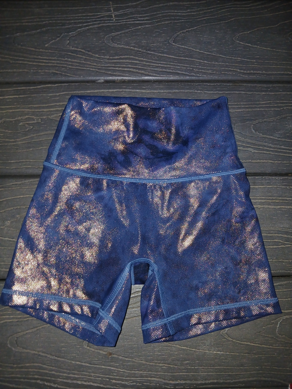 aerie High-Waist Metallic Blue Women’s Athletic Shorts